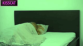 Amalia davis shares a bed with her stepbrother while aunty watches