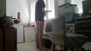 early morning erection leads to french hairy handjob session