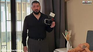 Backstage smooth-shaven tattooed stepmom and stepdaughter are passive sex dolls for anal fucking