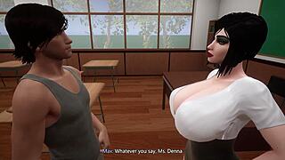 Student fucks big tit teacher in class