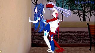 Hei, vil du se Tsubasa Kazanari, Maria Cadenzavna Eve og Chris Yukine i vill lesbisk og futanari action i Symphogear hentai?