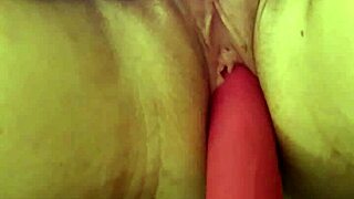 Perra blanca sexy juega con coño por vecino, engaña a marido con dildo y vibrador