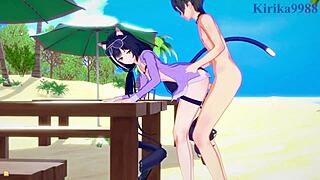 Pecorine, Karyl och Yuuki i vild hentai-sex