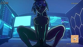 2D动画美女在热腾腾hentai牛女场景中用力骑乘。她的动作带来疯狂行动。