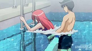 后宫故事 - 继姐和继兄差点在泳池里被抓到做爱